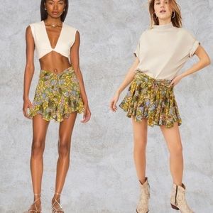 NWT Free People Floral Skirt Ellie Mini Skort in Ivy Combo